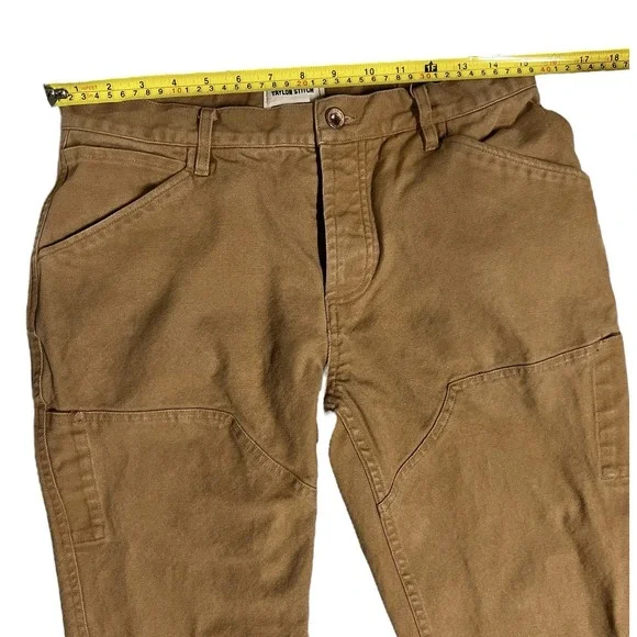 Taylor Stitch Canvas Camp Chore Pants Size 30 Tan Button Fly Men's Double Knee - Picture 9 of 14